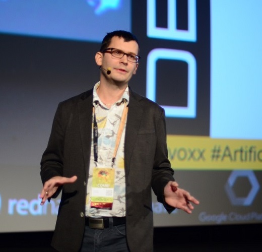 Jedrzej speaking at Devoxx conference in Antwerp